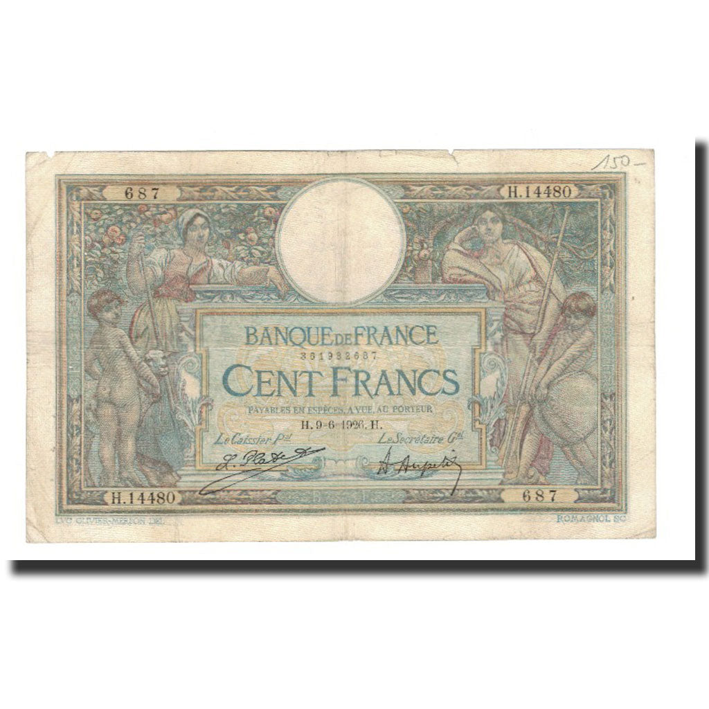 France, 100 Francs, 1926-06-09, VF(30-35), Fayette:24.4, KM:78a