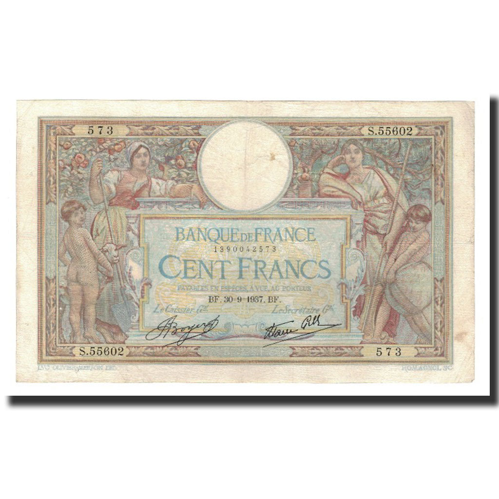 France, 100 Francs, 1937-09-30, EF(40-45), Fayette:25.2, KM:78c