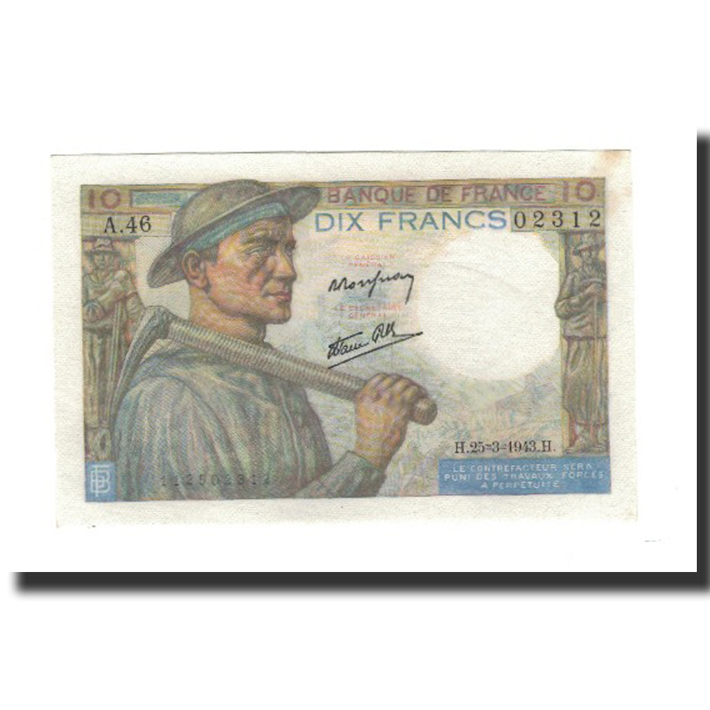 France, 10 Francs, 1943-03-25, SPL, Fayette:8.8, KM:99e
