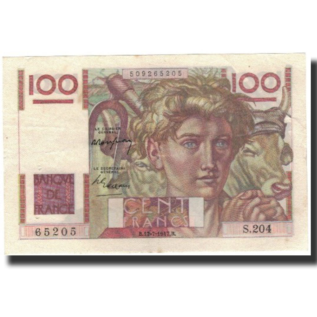 Francia, 100 Francs, KM:128b, 1947-07-17, MBC+, Fayette:28.15