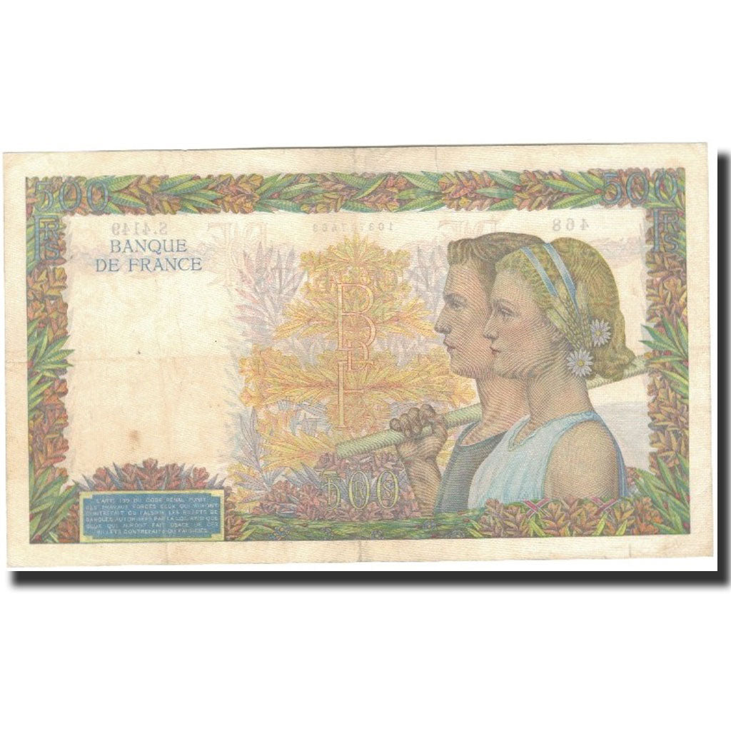 Francia, 500 Francs, 1941-12-18, BB+, Fayette:32.25, KM:95b
