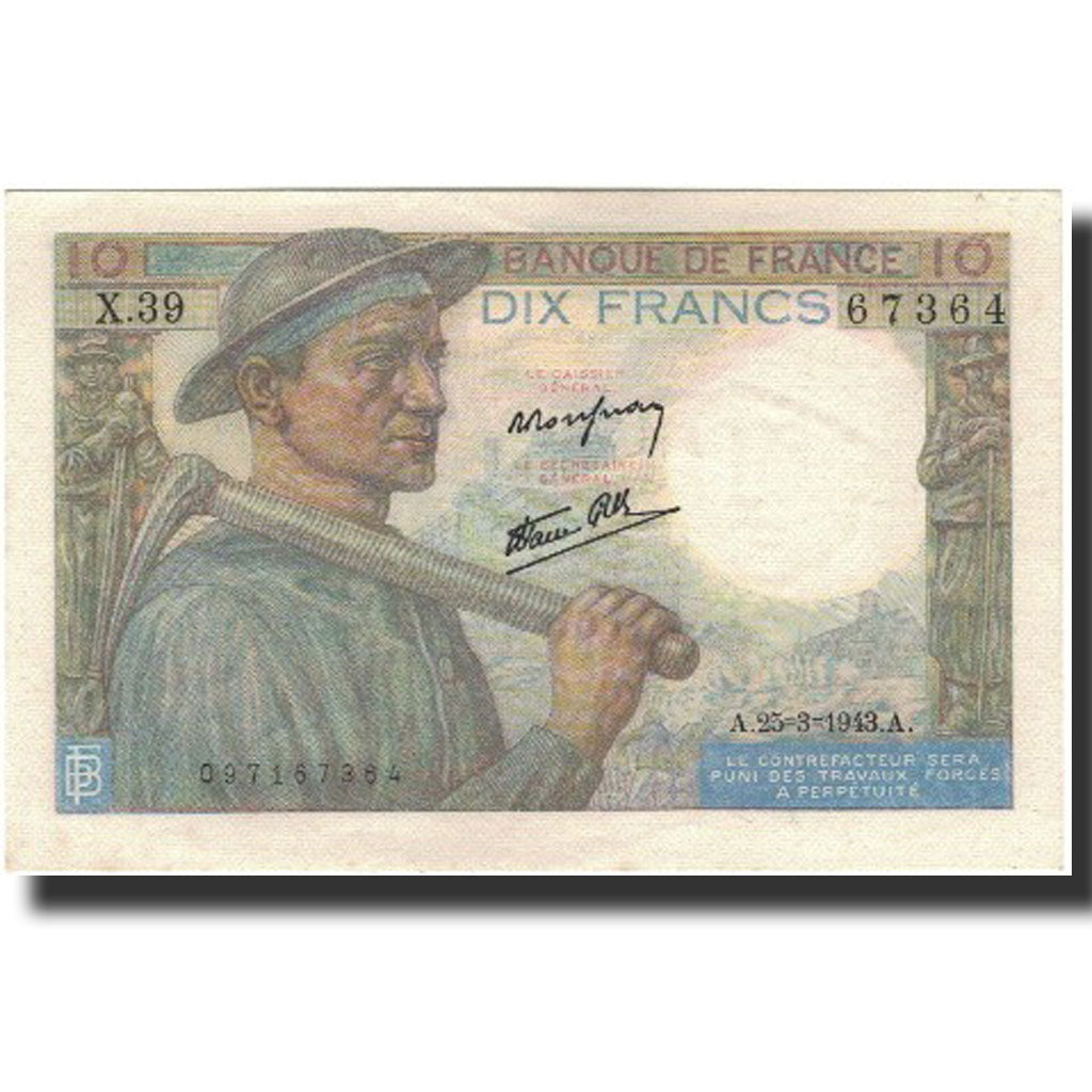 France, 10 Francs, 1946-09-26, SPL+, Fayette:8.8, KM:99e