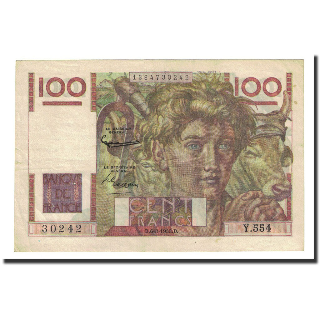 Frankreich, 100 Francs, 1953-08-06, SS, Fayette:28bis.2, KM:128e