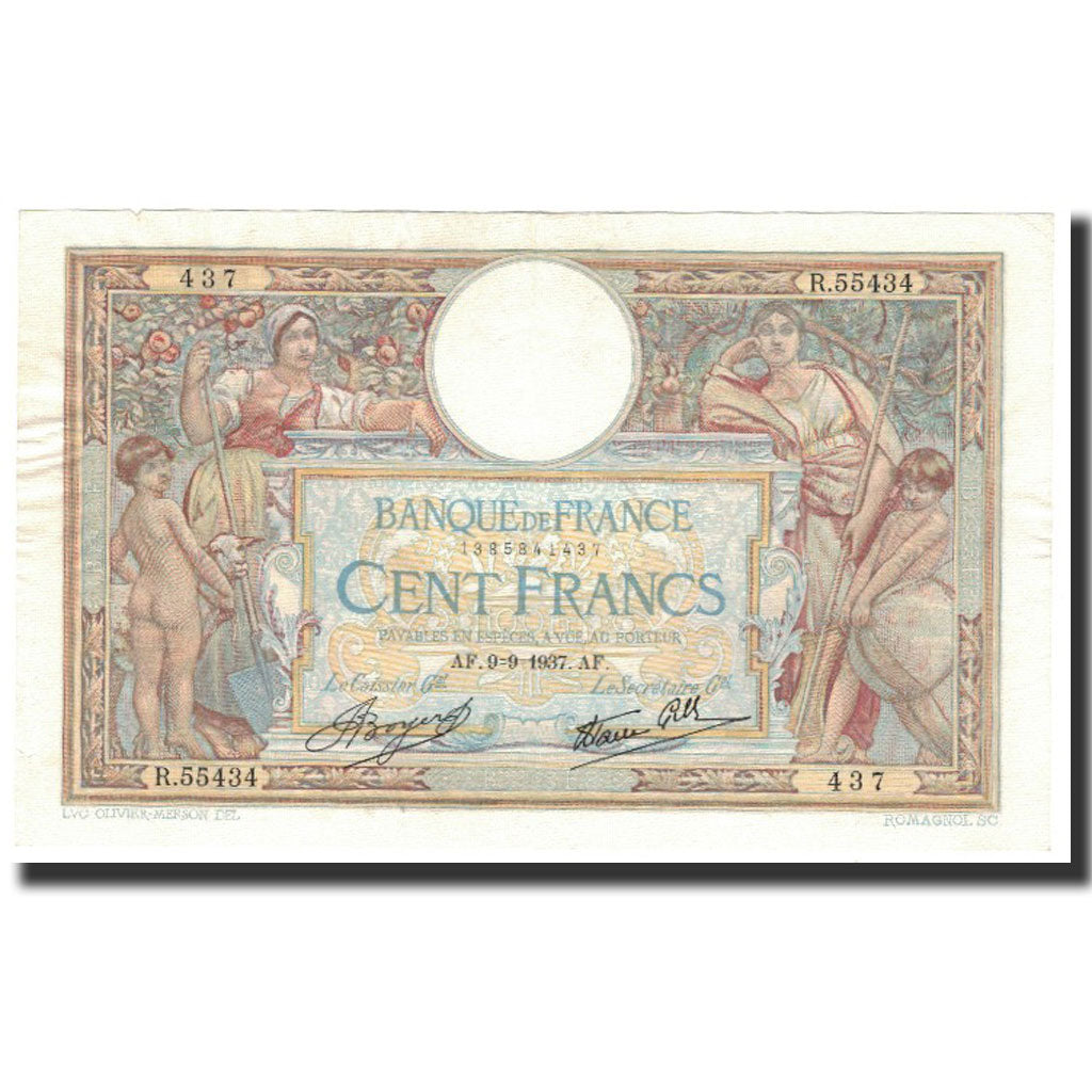 Francia, 100 Francs, 1937-09-09, BB+, Fayette:25.1, KM:78c