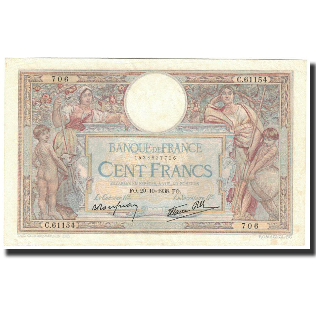 France, 100 Francs, 1938-10-20, AU(50-53), Fayette:25.32, KM:86b