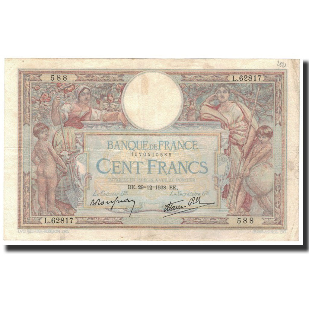 Frankrijk, 100 Francs, 1938-12-29, TTB, Fayette:25.37, KM:86b
