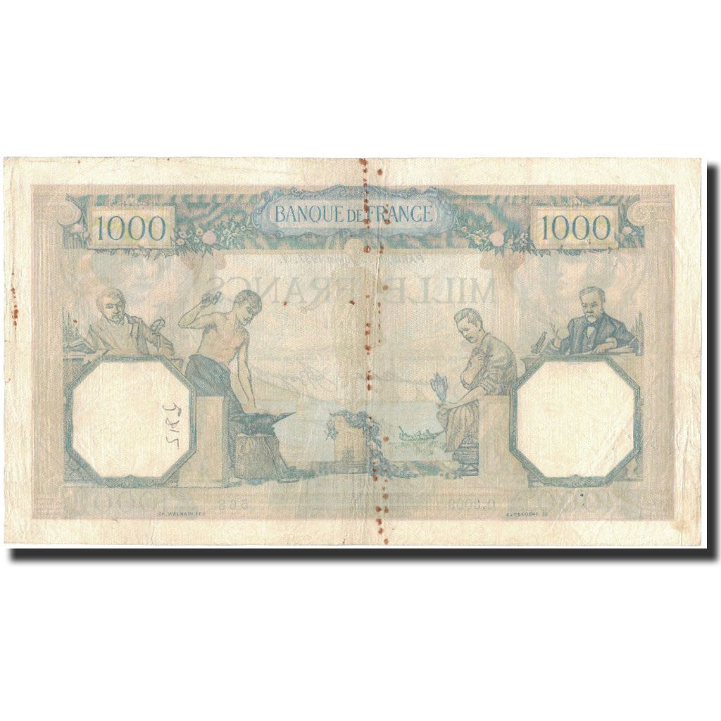 Francia, 1000 Francs, 1937-07-15, BC+, Fayette:38.2, KM:90a
