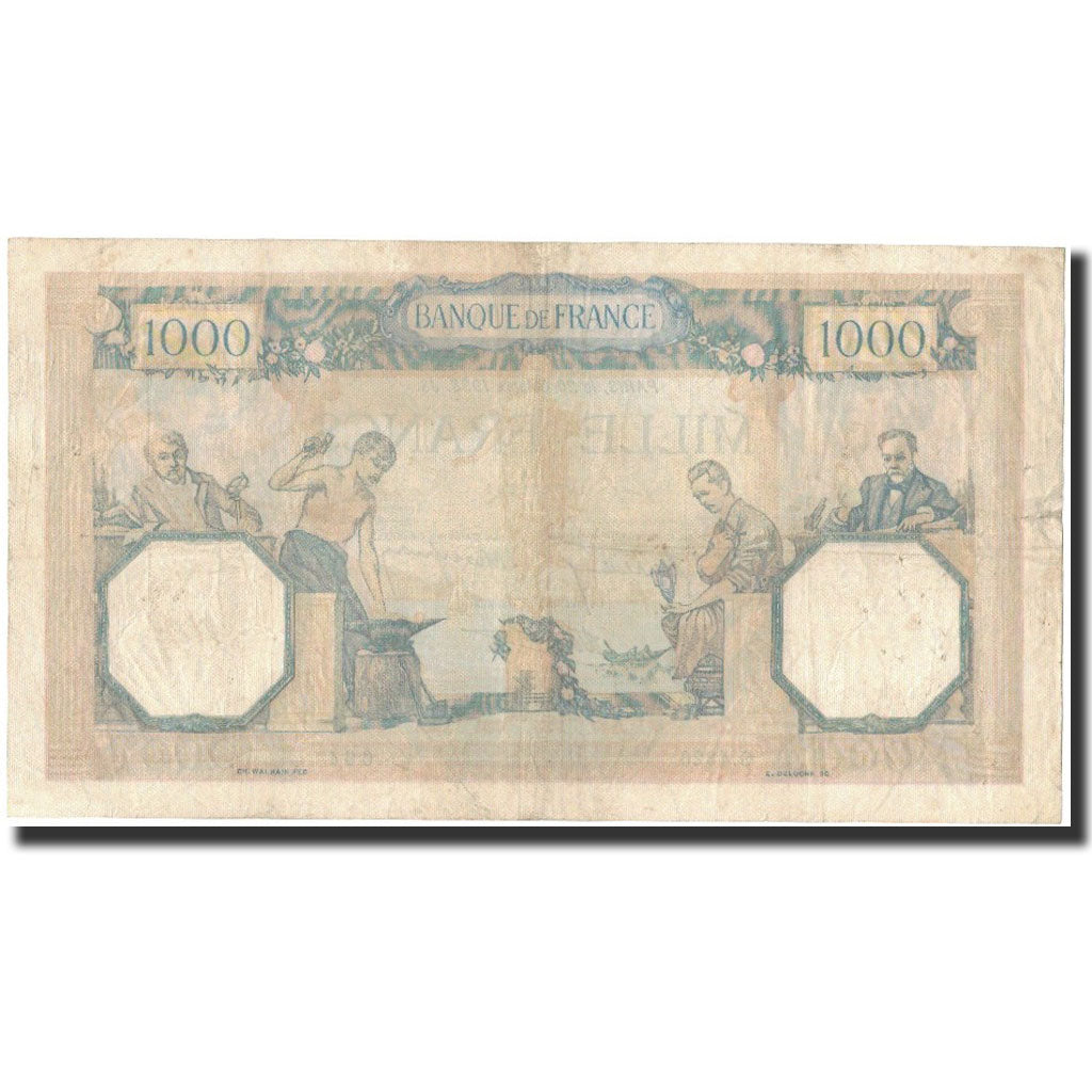 France, 1000 Francs, 1938-10-20, EF(40-45), Fayette:38.30, KM:90c