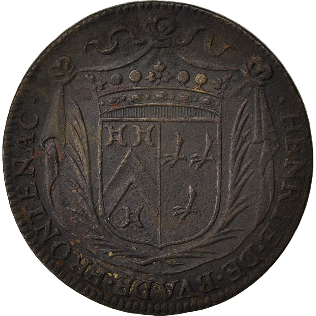 France, Royal, Token, 1639, AU(50-53), Copper, Feuardent #5607, 7.32