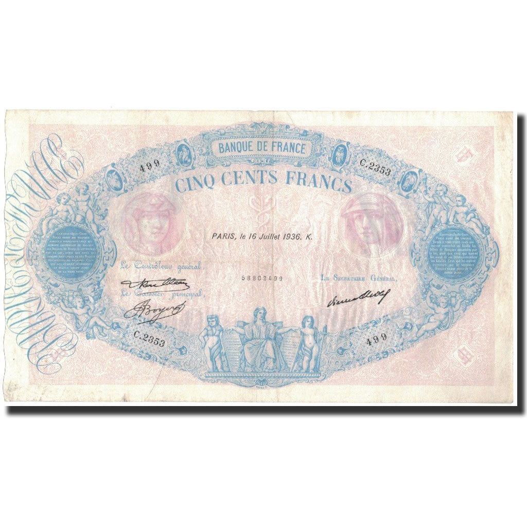 Francia, 500 Francs, 1936-07-16, MBC+, Fayette:30.37, KM:66m