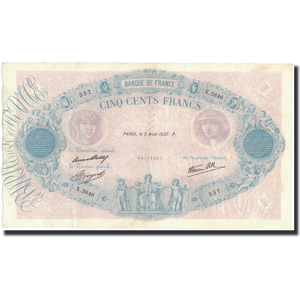 Frankreich, 500 Francs, 1937-08-05, SS+, Fayette:31.1, KM:88a