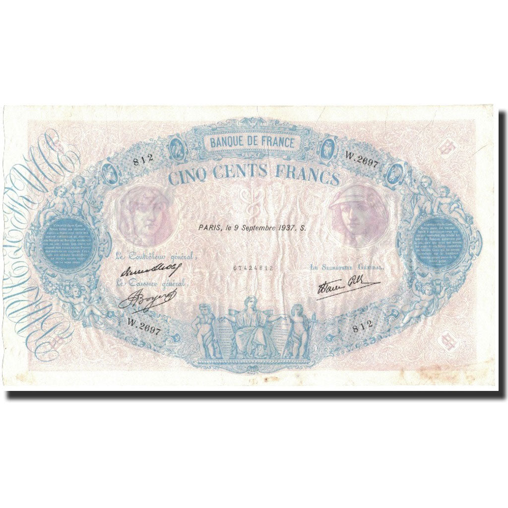 Francia, 500 Francs, 1937-09-09, MBC+, Fayette:31.3, KM:88a