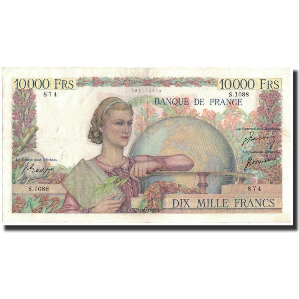France, 10,000 Francs, 1950-12-21, AU(50-53), Fayette:50.46, KM:132c