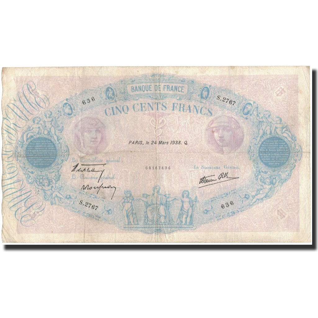 Francia, 500 Francs, 1938-03-24, BC, Fayette:31.6, KM:88c