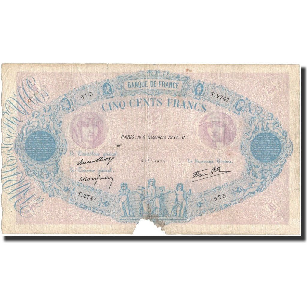 Francia, 500 Francs, 1937-12-09, RC+, Fayette:31.5, KM:88b