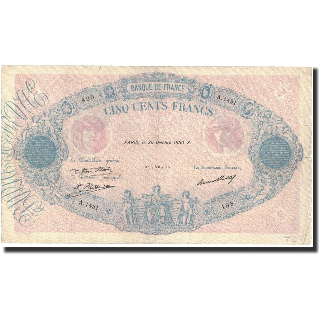 Francia, 500 Francs, 1930-10-30, BC+, Fayette:30.33, KM:66l