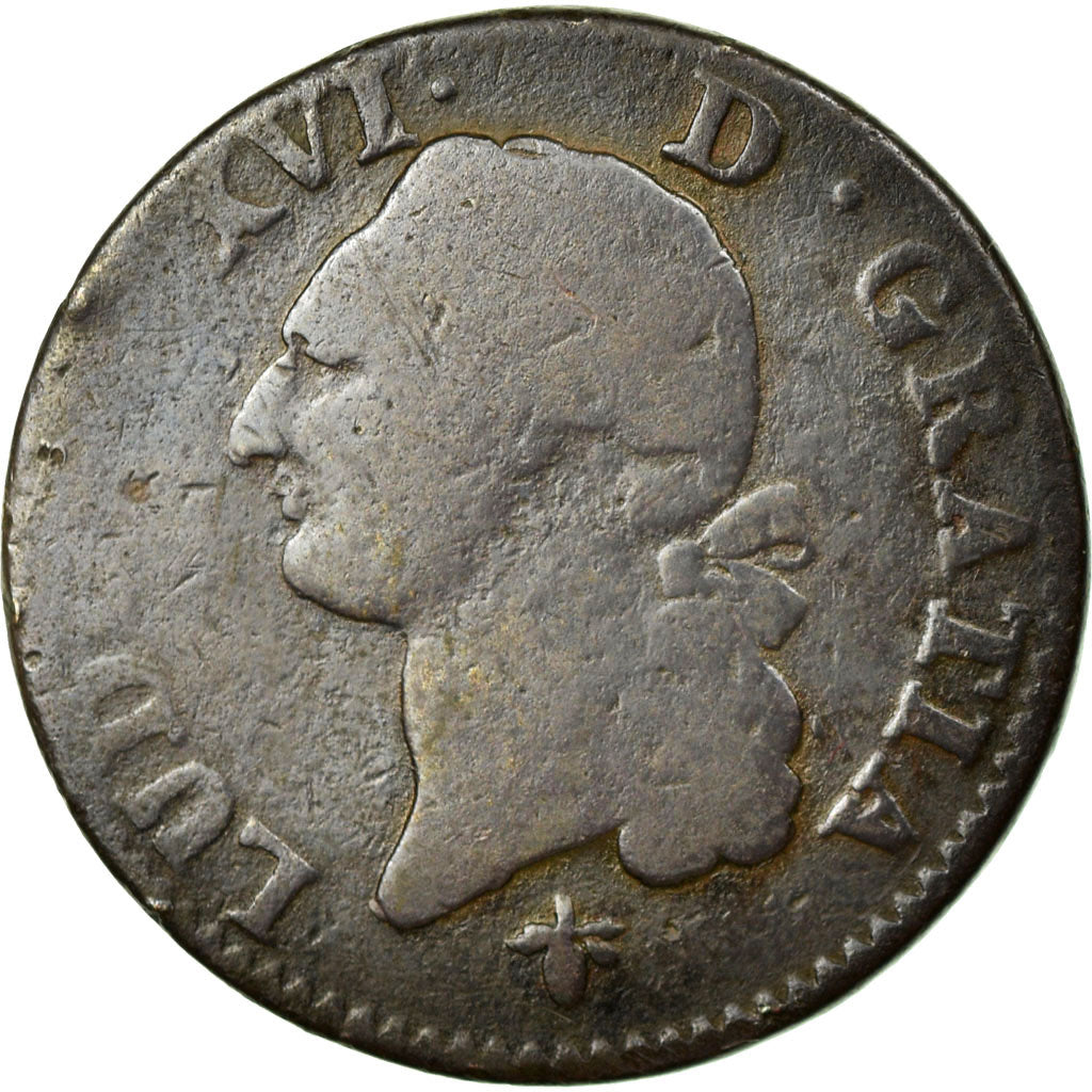 Coin, France, Louis XVI, Sol ou sou, Sol, 1781, La Rochelle, VF(20-25), Copper