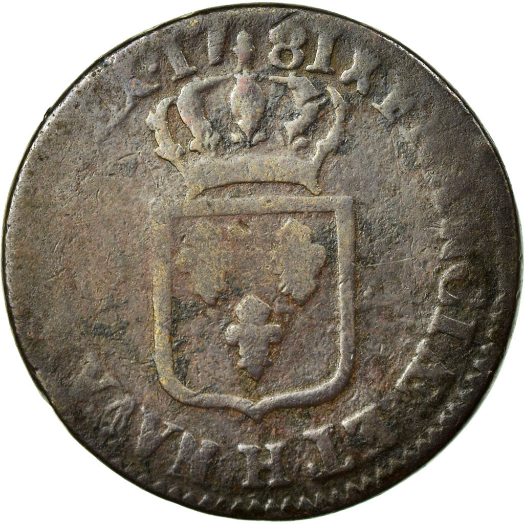 Coin, France, Louis XVI, Sol ou sou, Sol, 1781, La Rochelle, VF(20-25), Copper