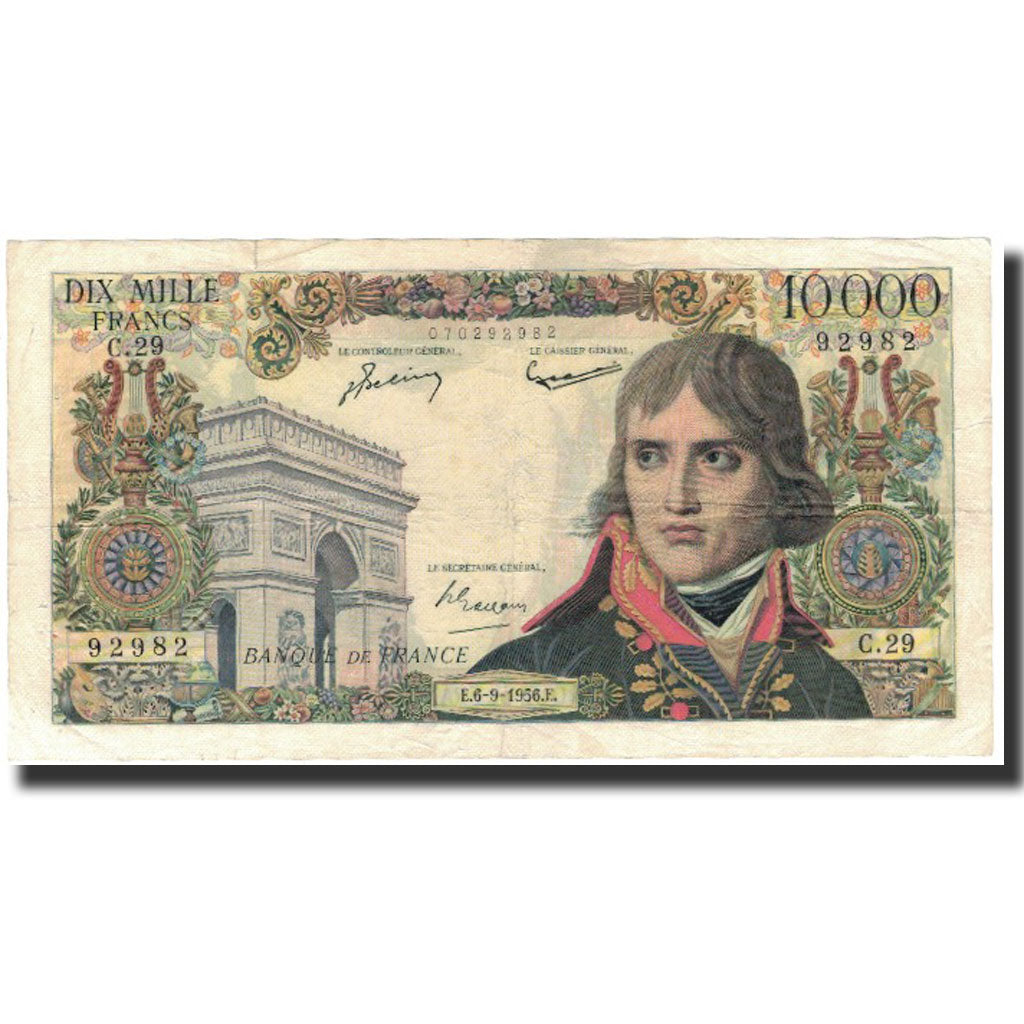 Francia, 10,000 Francs, 1956-09-06, MB+, Fayette:51.4, KM:136a
