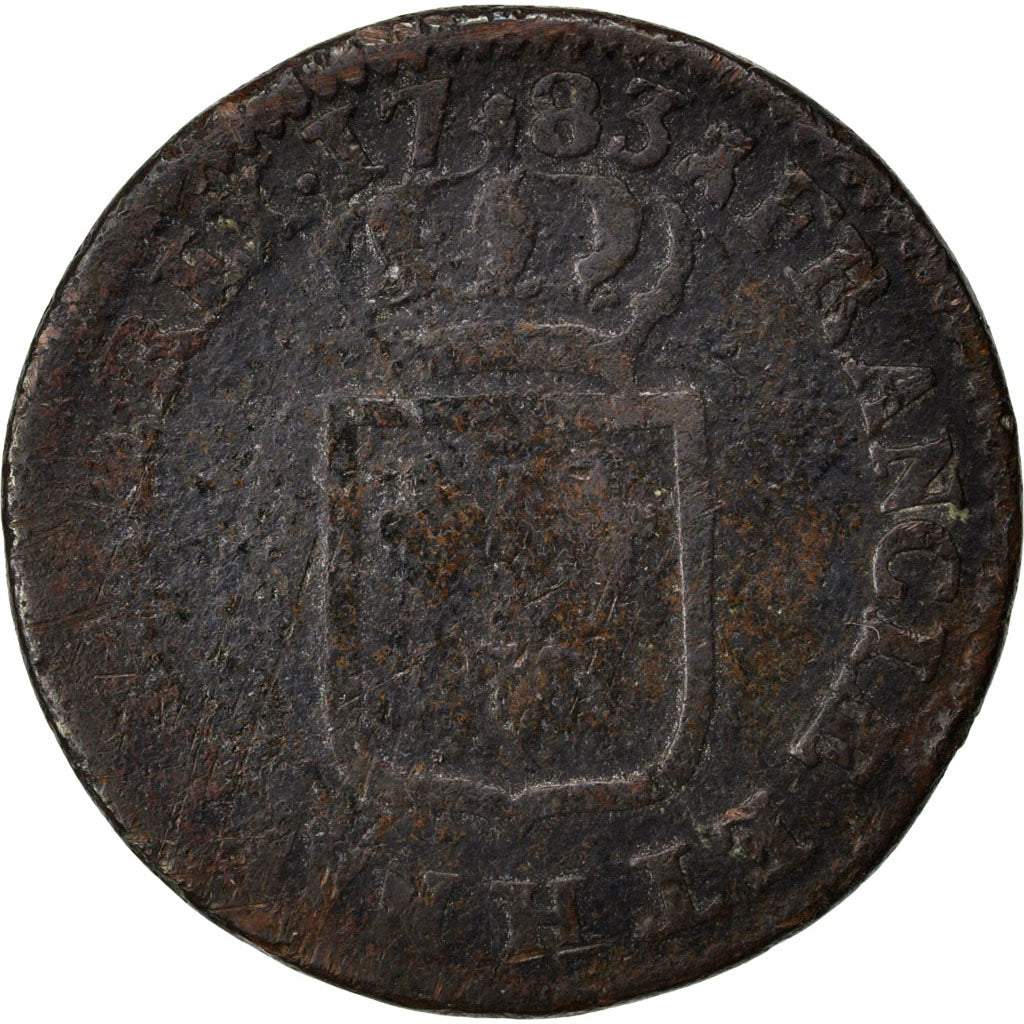 FRANCE, Sol ou sou, Sol, 1783, La Rochelle, KM #578.6, F(12-15), Copper,...