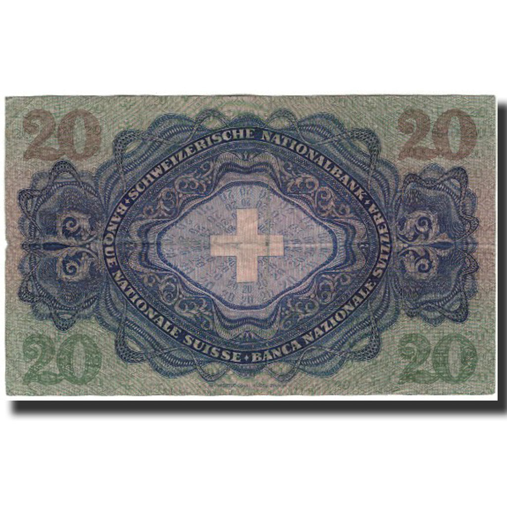 Banknote, Switzerland, 20 Franken, 1952-03-28, KM:39t, AU(50-53)