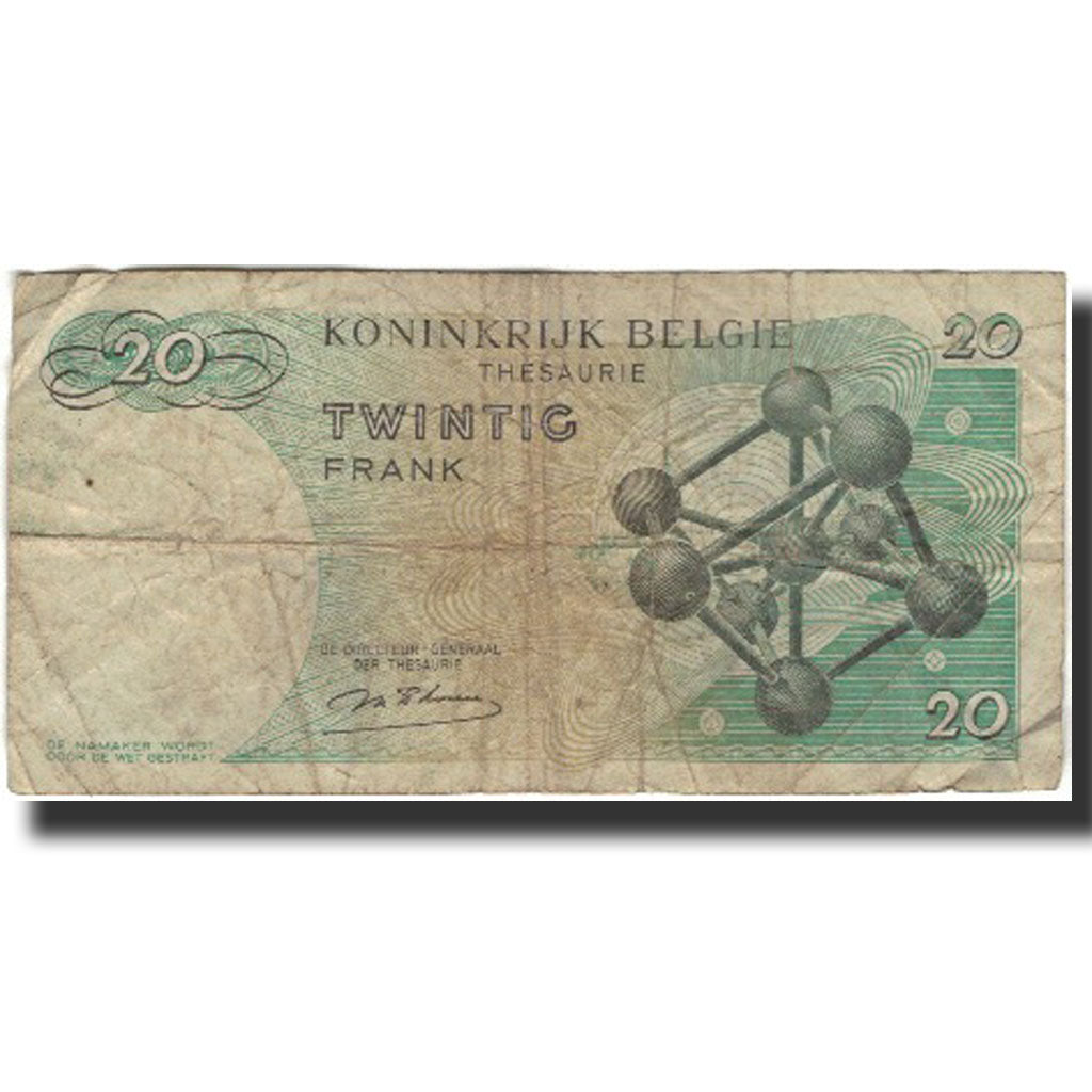 Banknot, Belgia, 20 Francs, 1964-06-15, KM:138, G(4-6)