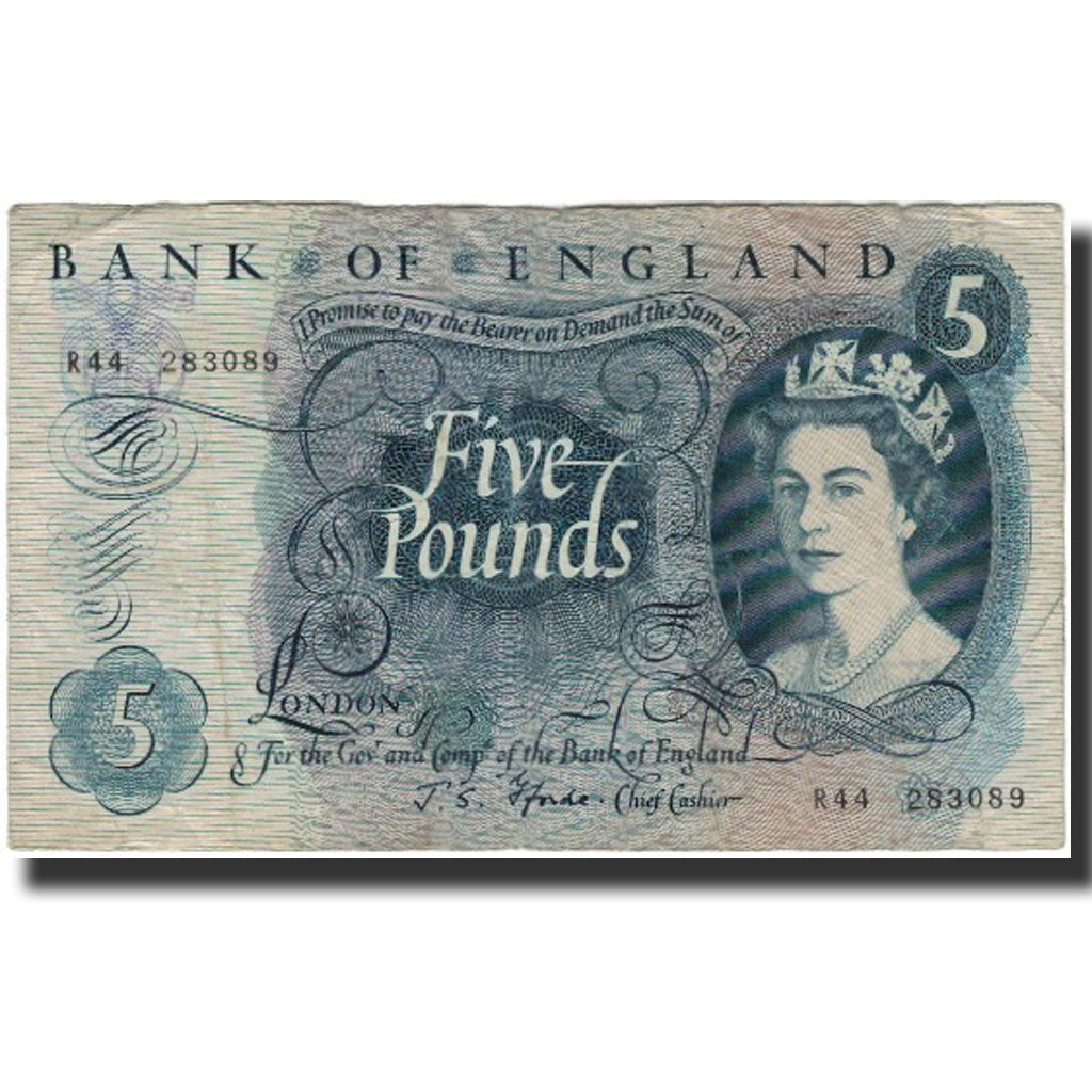 Banknote, Great Britain, 5 Pounds, UNDATED (1960-1964), KM:375b, VG(8-10)