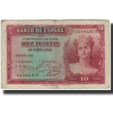 Banknote, Spain, 10 Pesetas, 1935, KM:86a, VG(8-10)
