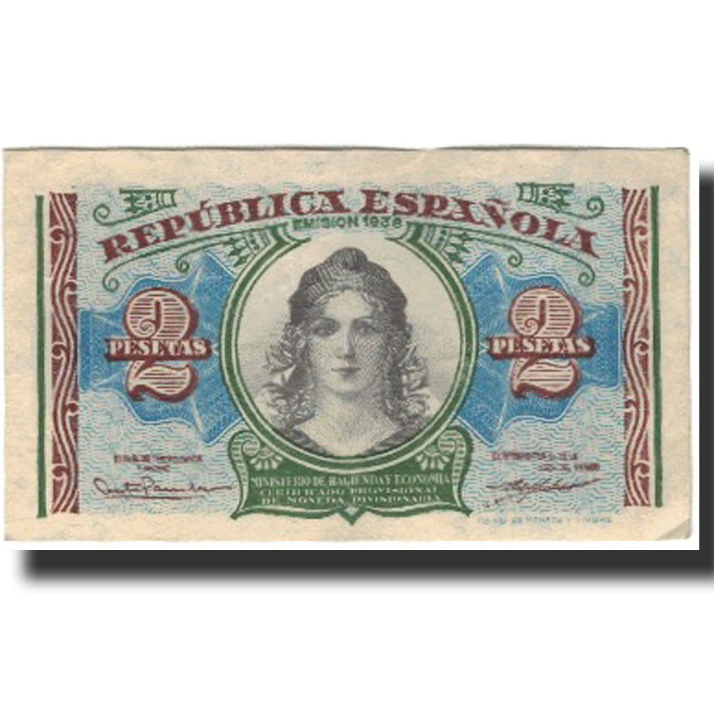 Banknote, Spain, 2 Pesetas, 1938, KM:95, AU(50-53)