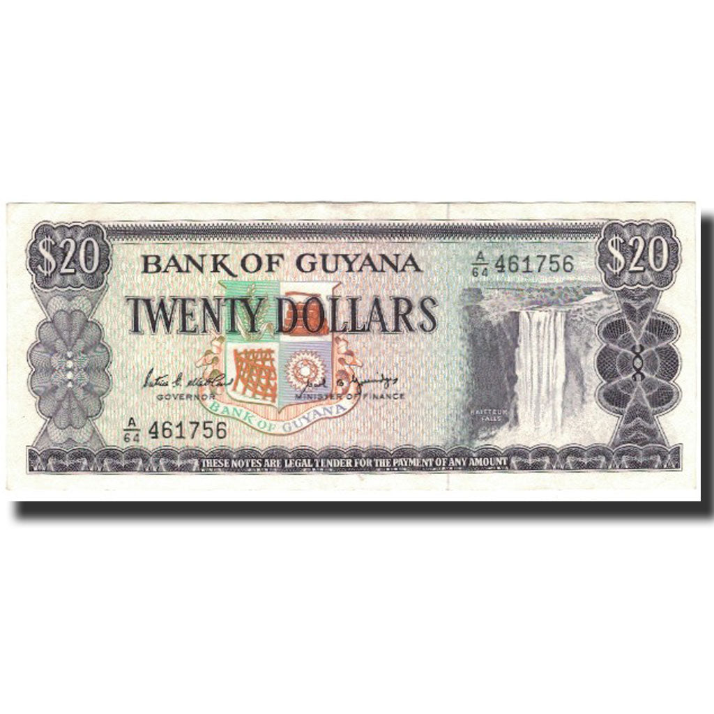 Biljet, Guyana, 20 Dollars, 1989, KM:24d, SPL