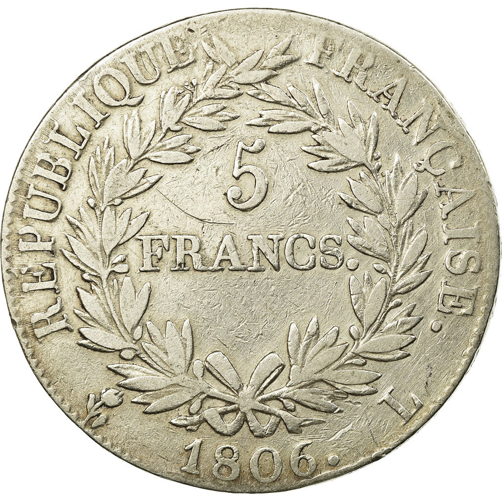 Coin, France, Napoléon I, 5 Francs, 1806, Bayonne, VF(20-25), Silver, KM:673.8