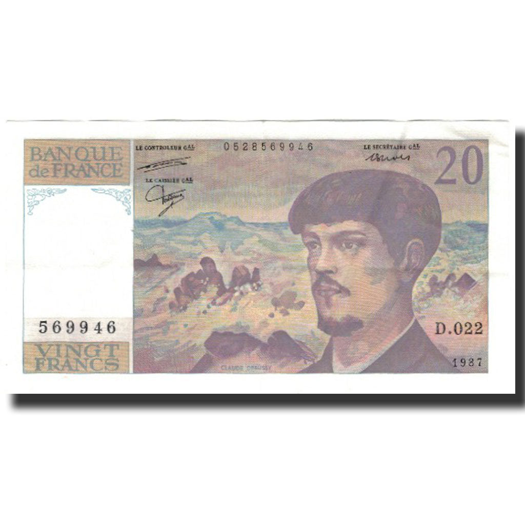 Francia, 20 Francs, 20 F 1980-1997 ''Debussy'', 1987, EBC, KM:151b