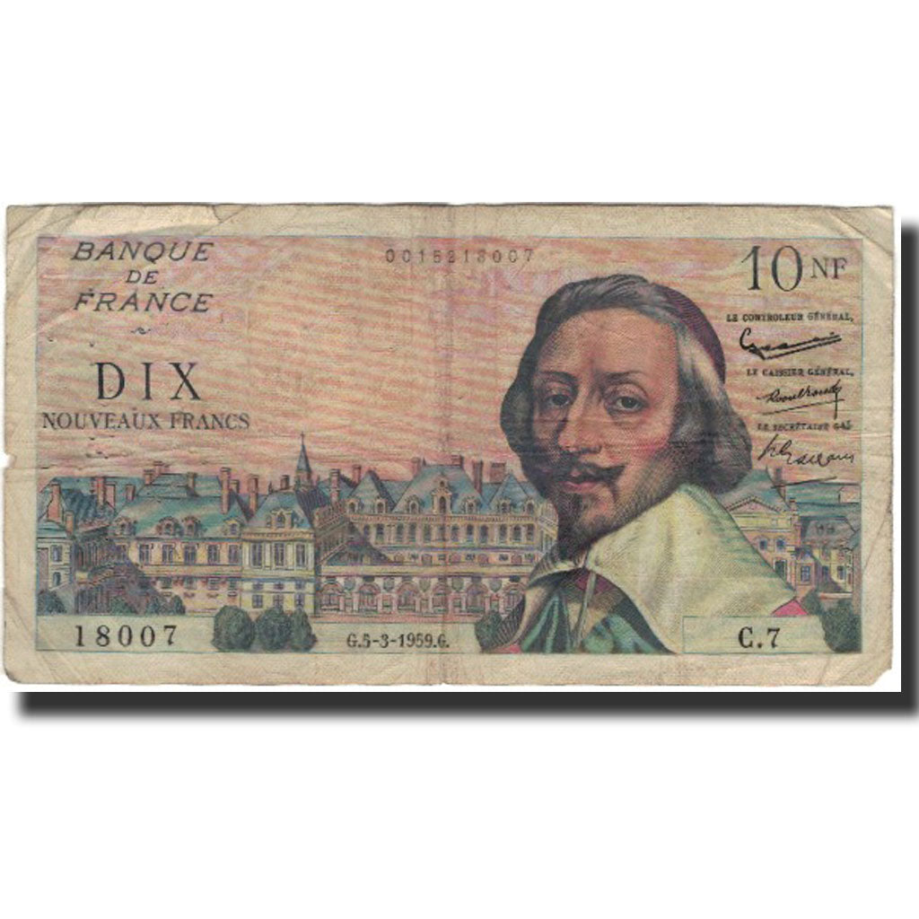 Frankrijk, 10 Nouveaux Francs, 10 NF 1959-1963 ''Richelieu'', 1959-03-05, B+