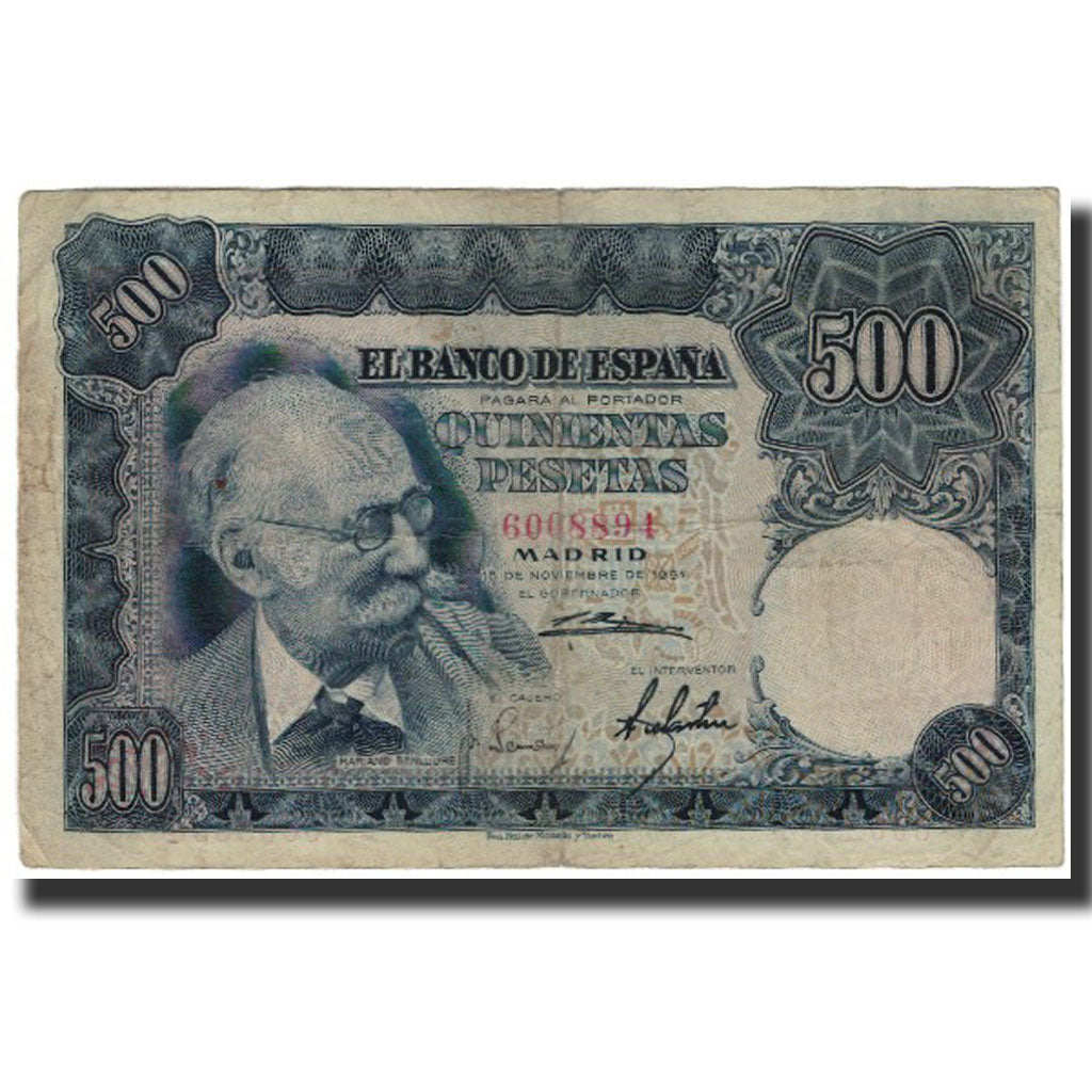Biljet, Spanje, 500 Pesetas, 1951-11-15, KM:142a, TTB