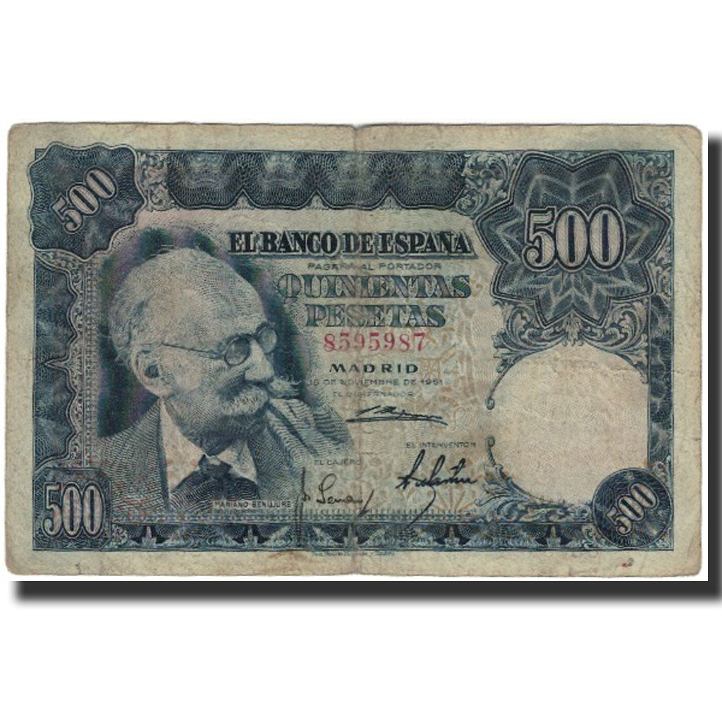 Biljet, Spanje, 500 Pesetas, 1951-11-15, KM:142a, B+