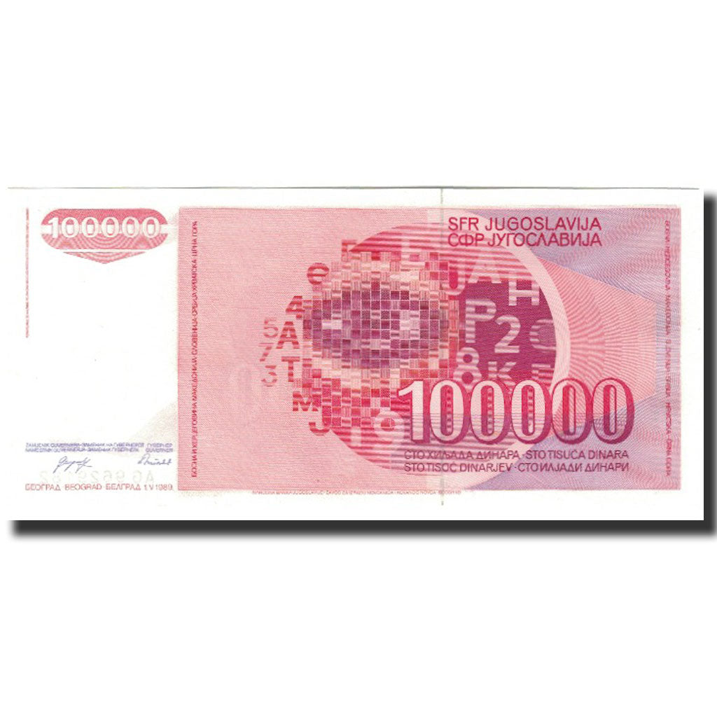 Banknote, Yugoslavia, 100,000 Dinara, 1989-05-01, KM:97, UNC(65-70)