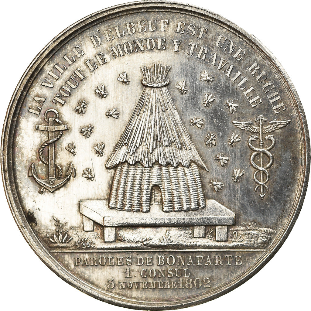 France, Token, Chambre de Commerce d'Elbeuf, 1861, Lecomte, AU(55-58), Silver