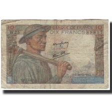 Francia, 10 Francs, 10 F 1941-1949 ''Mineur'', 1942-11-26, B+, Fayette:8.6