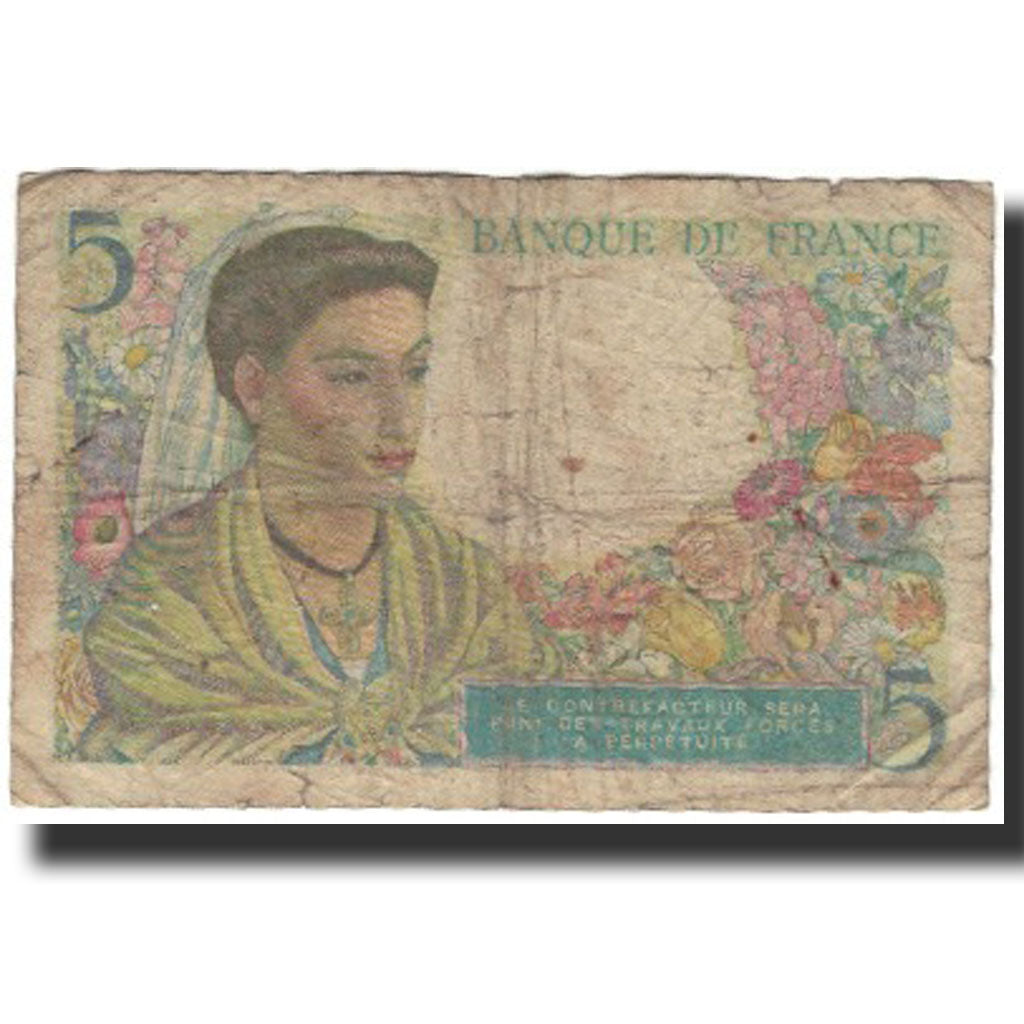 France, 5 Francs, 5 F 1943-1947 ''Berger'', 1943-06-02, B, Fayette:5.1, KM:98a