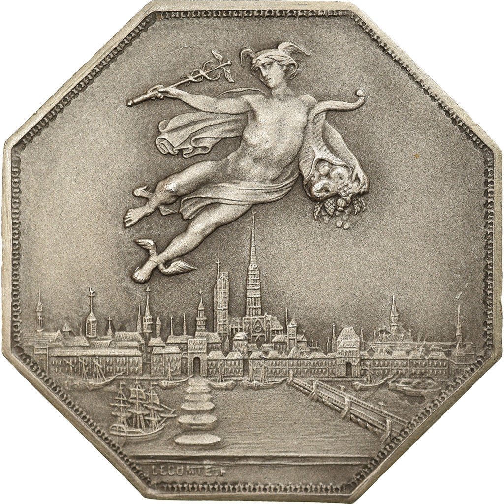 Frankrijk, Token, Chambre de Commerce de Rouen, 1802, Lecomte, UNC, Zilver