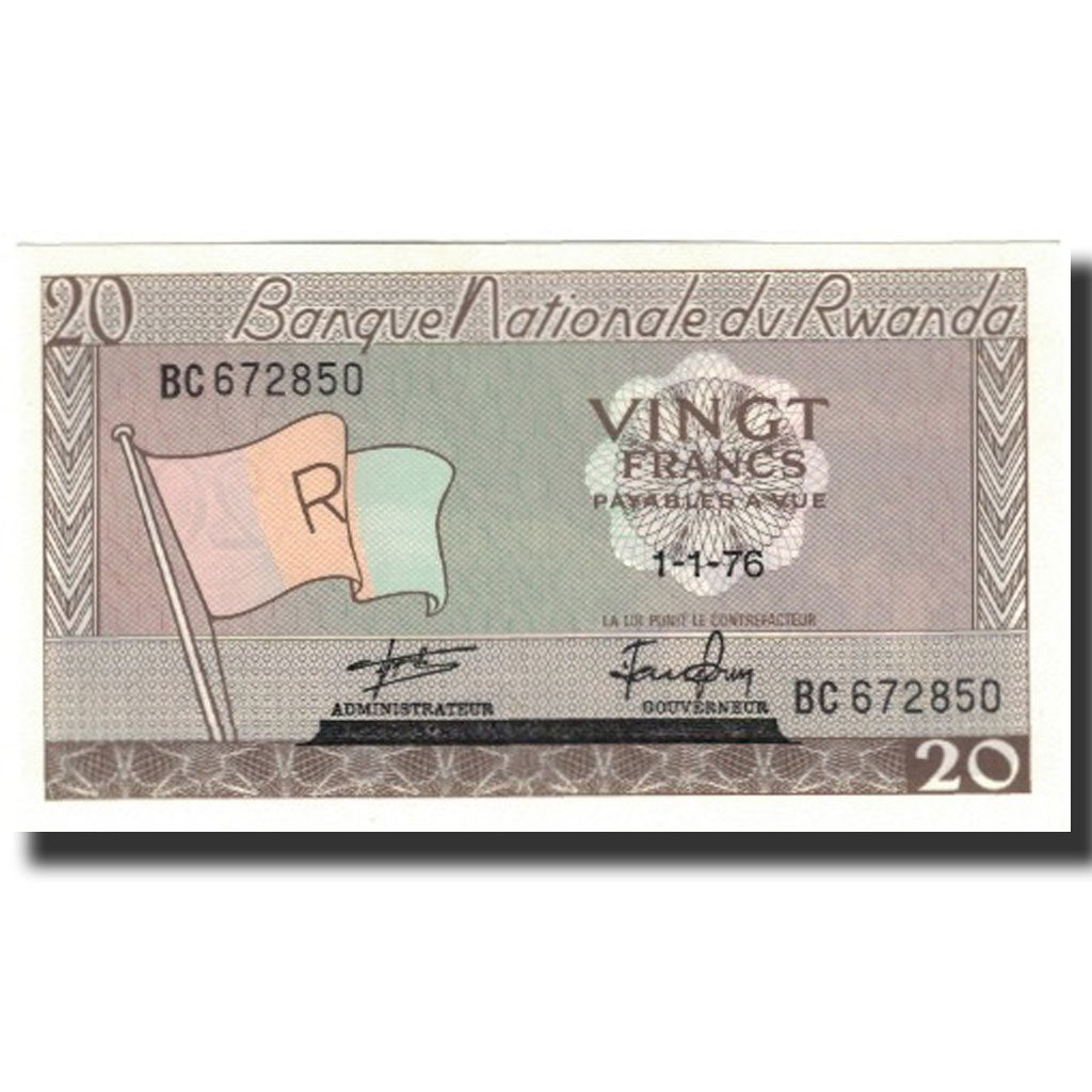 Banknote, Rwanda, 20 Francs, 1976-01-01, KM:6e, UNC(65-70)