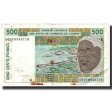 Banknote, West African States, 500 Francs, 2002, KM:710Km, VF(30-35)