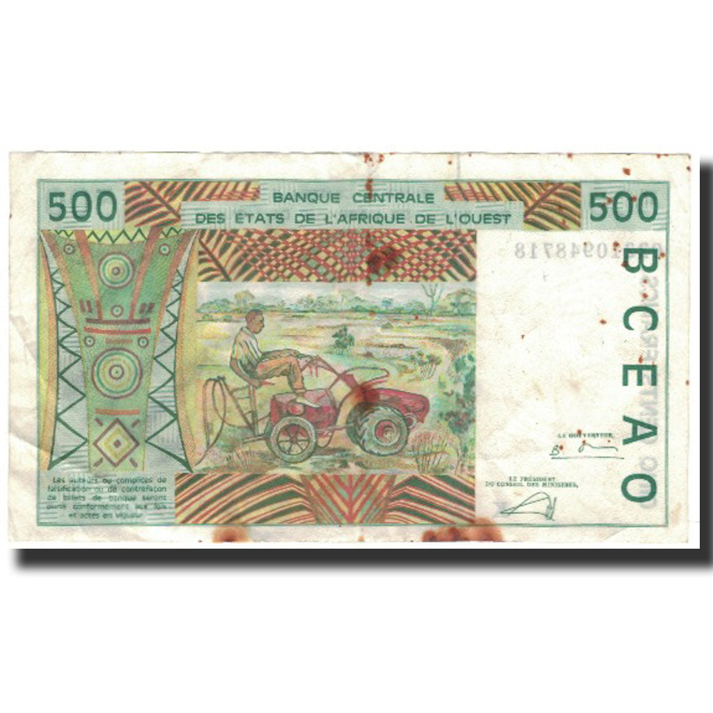 Banknote, West African States, 500 Francs, 2002, KM:710Km, VF(30-35)