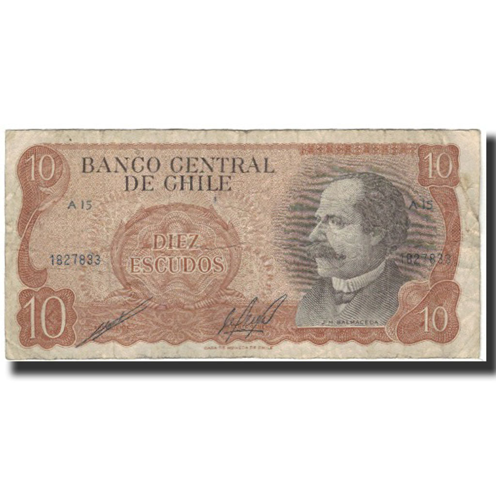 Biljet, Chili, 10 Escudos, 1967, KM:143, TB
