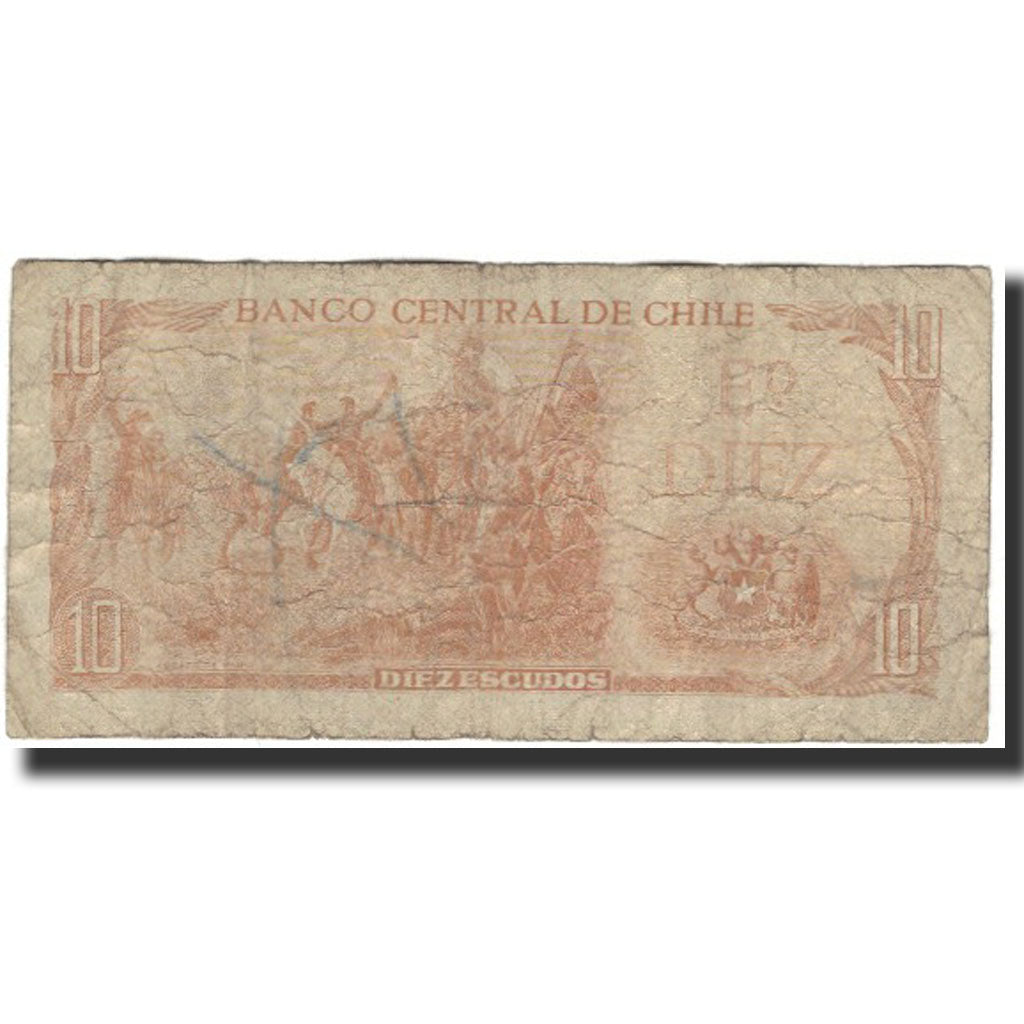 Billet, Chile, 10 Escudos, 1967, KM:143, B+