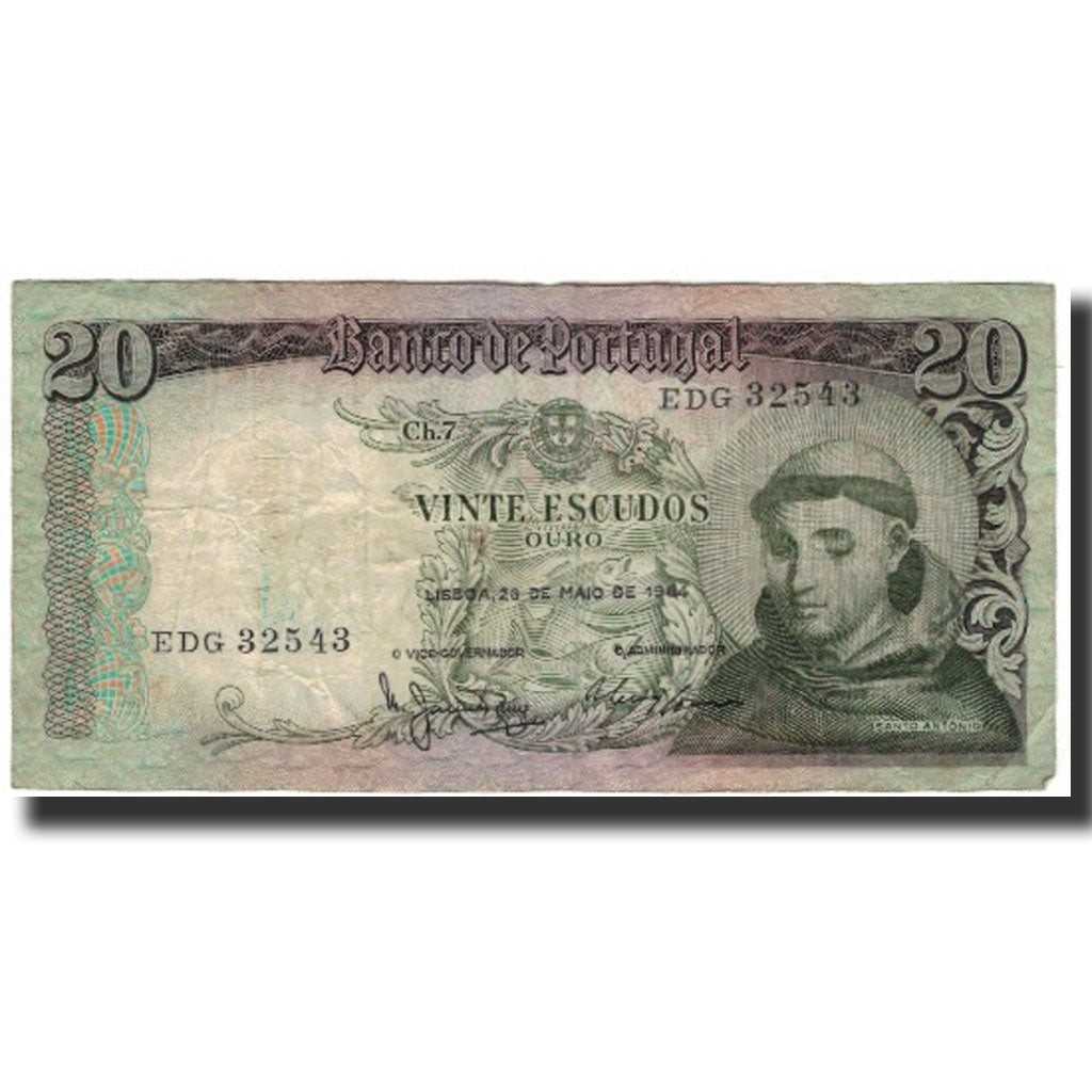 Banknote, Portugal, 20 Escudos, 1964-05-26, KM:167b, VF(30-35)