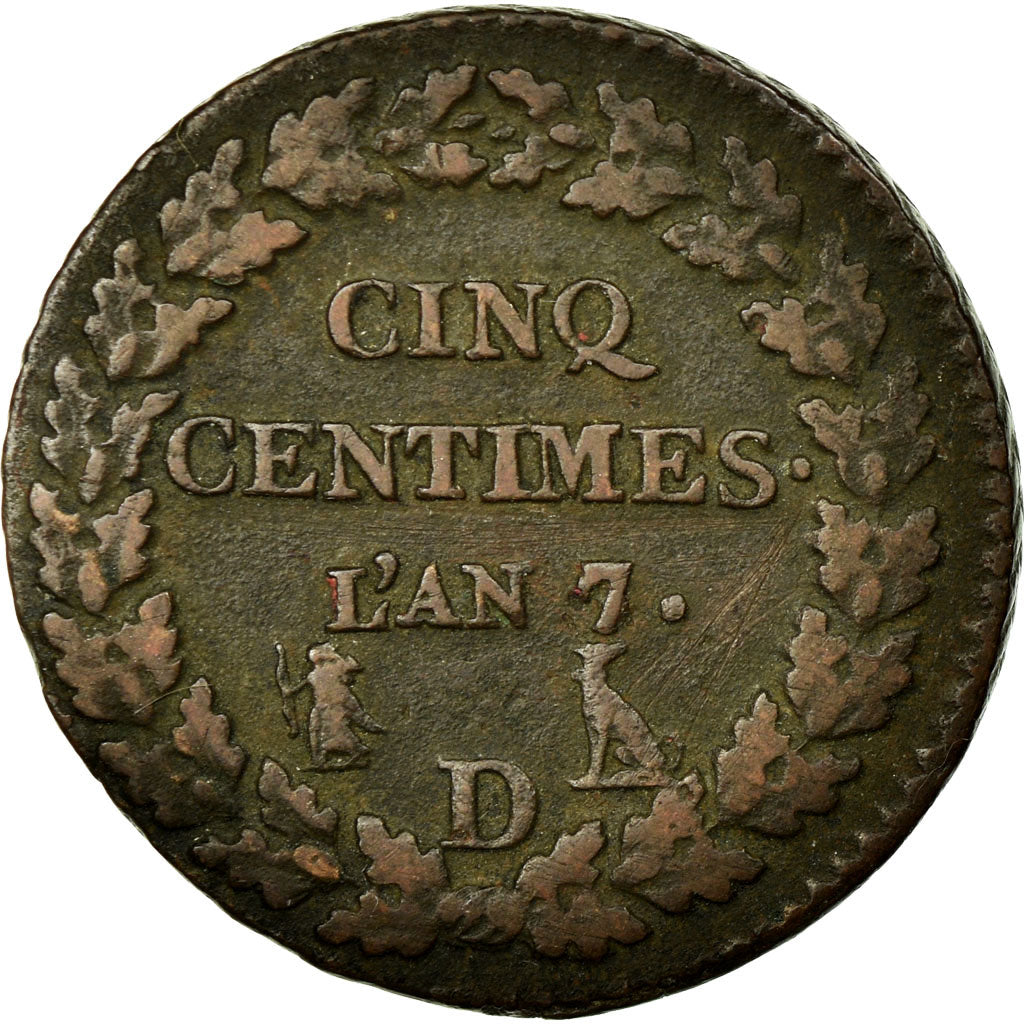 Coin, France, Dupré, 5 Centimes, 1798, Lyon, VF(20-25), Bronze, KM:640.5