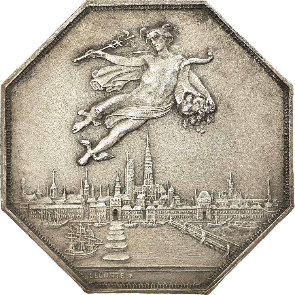 Frankrijk, Token, Chambre de Commerce de Rouen, 1802, Lecomte, UNC-, Zilver
