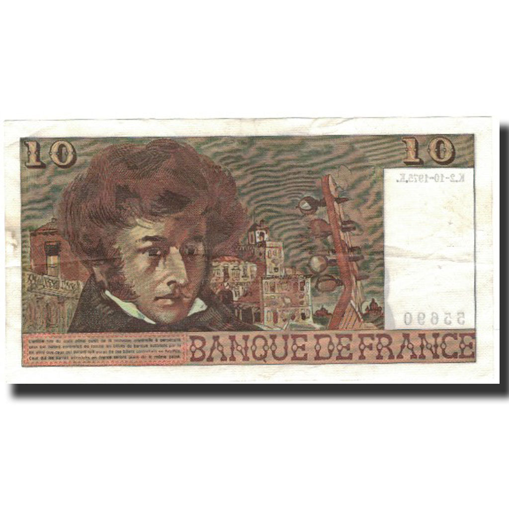 Francja, 10 Francs, Berlioz, 1975-10-02, EF(40-45), Fayette:63.13, KM:150b