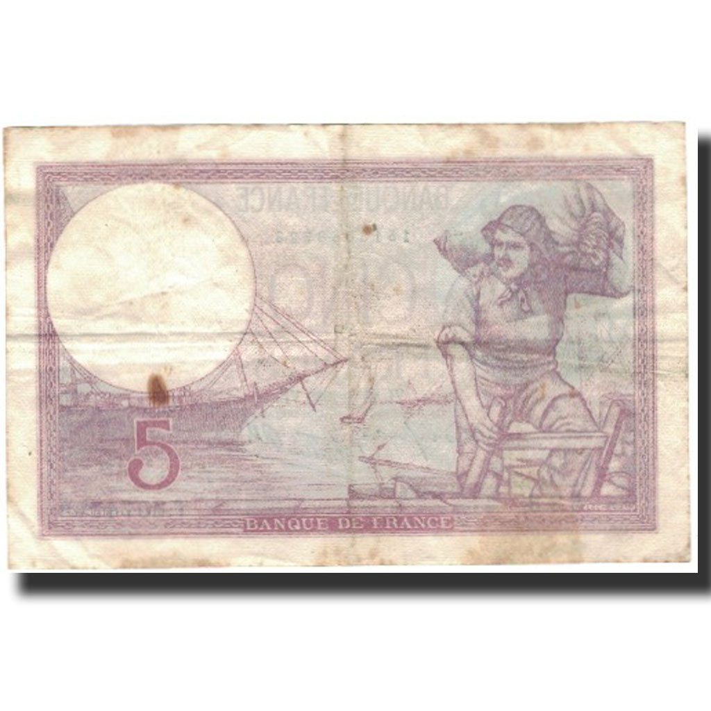 France, 5 Francs, 5 F 1917-1940 ''Violet'', 1939-08-10, VF(20-25), Fayette:4.5